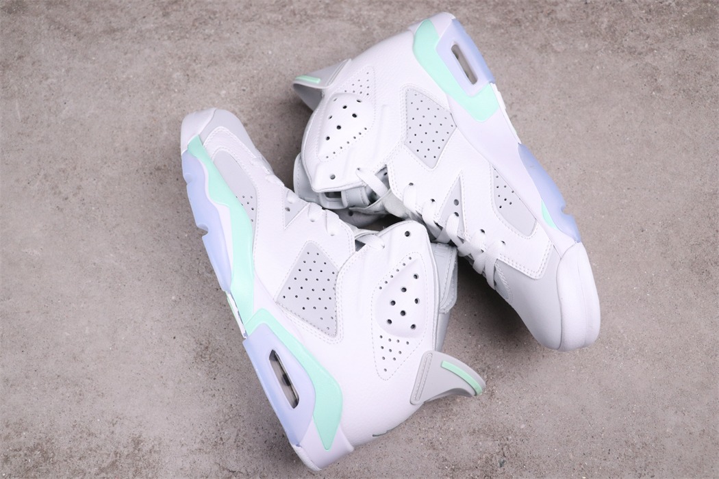 New Air Jordan 6 Mint Foam White Grey Baby Blue Shoes - Click Image to Close